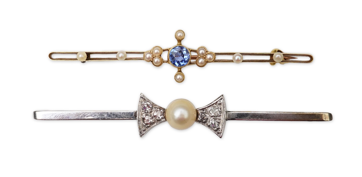 Two bar brooches, early to mid 20th century